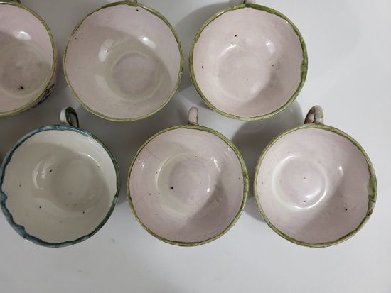 9 earthenware cups from Moustiers Ferrat XVIIIth century