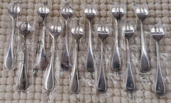 & 2 Christofle oyster forks, "Perles" model, silver plated