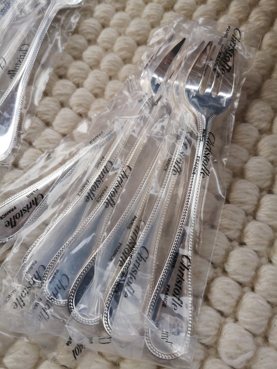 & 2 Christofle oyster forks, "Perles" model, silver plated