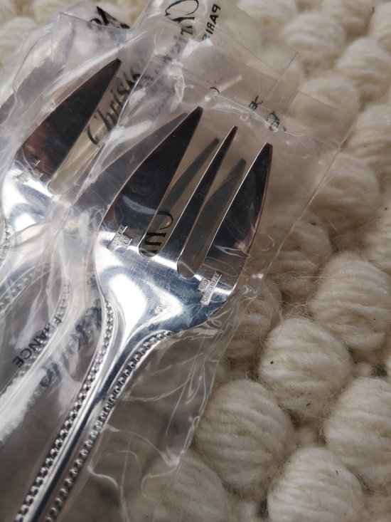 & 2 Christofle oyster forks, "Perles" model, silver plated