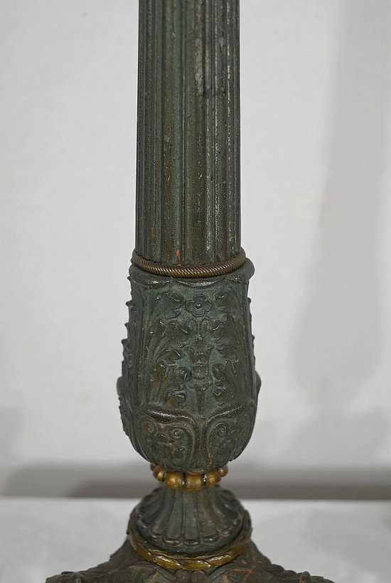 Pair of Bronze Candlesticks, Restoration period - Early 19th century