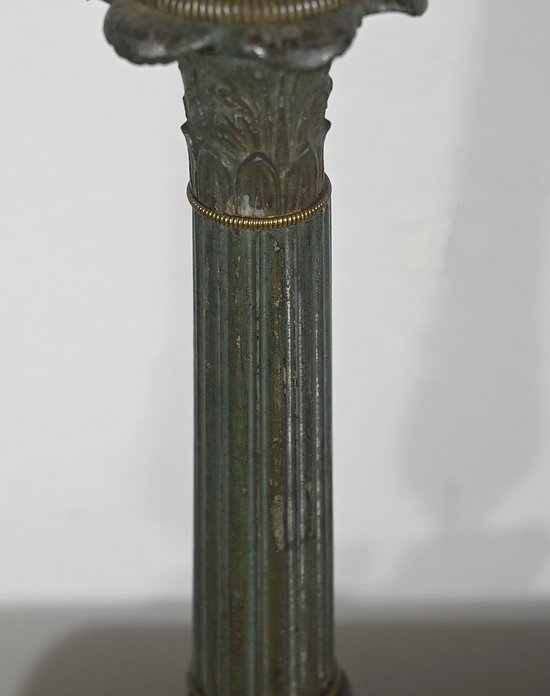 Pair of Bronze Candlesticks, Restoration period - Early 19th century