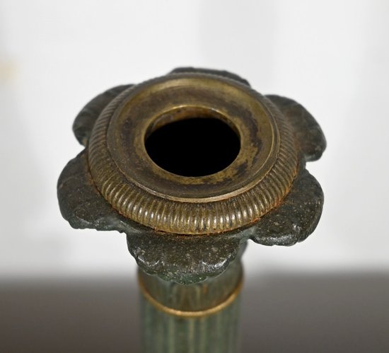Pair of Bronze Candlesticks, Restoration period - Early 19th century