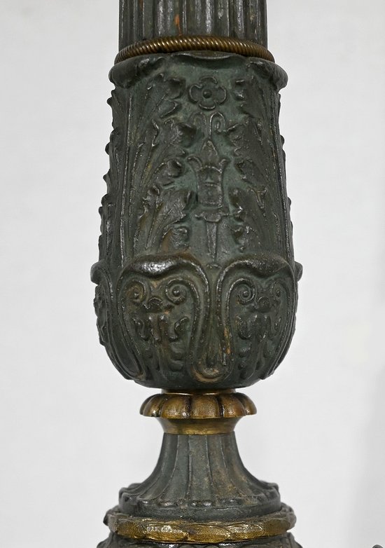 Pair of Bronze Candlesticks, Restoration period - Early 19th century