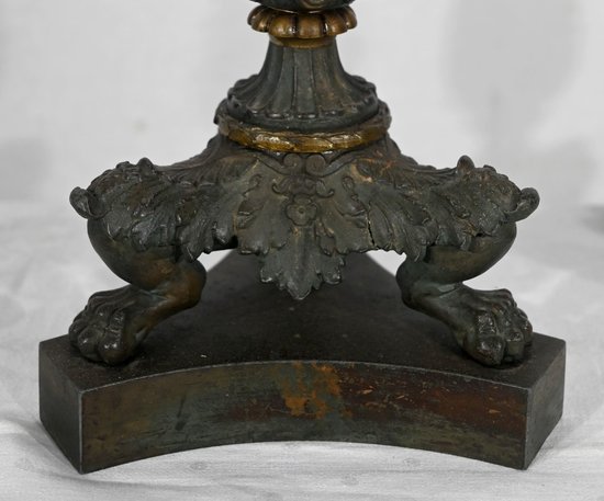 Pair of Bronze Candlesticks, Restoration period - Early 19th century