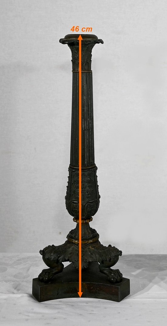 Pair of Bronze Candlesticks, Restoration period - Early 19th century