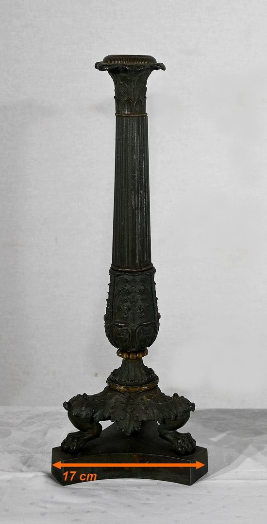 Pair of Bronze Candlesticks, Restoration period - Early 19th century