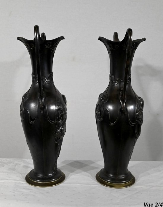 Importante Paire de Vases en Etain, Art Nouveau – 1900