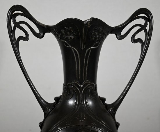 Importante Paire de Vases en Etain, Art Nouveau – 1900