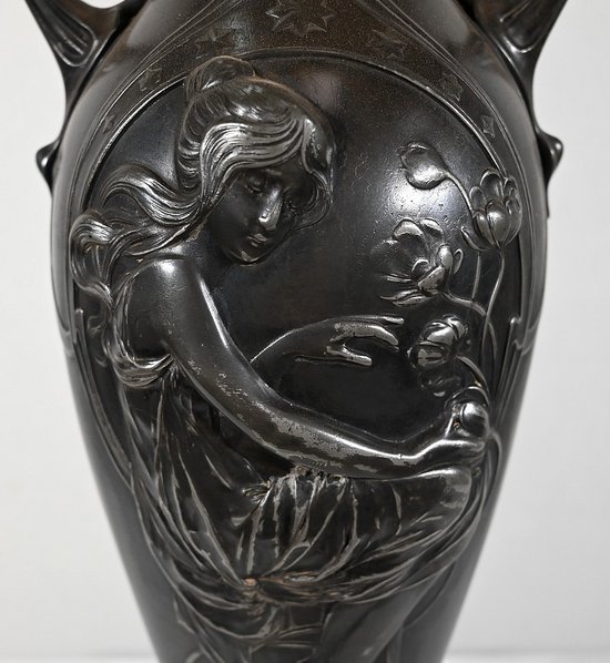 Importante Paire de Vases en Etain, Art Nouveau – 1900
