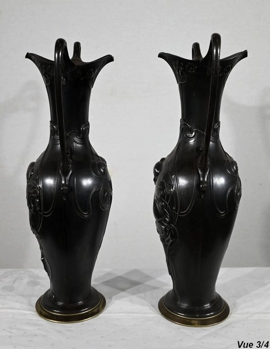 Importante Paire de Vases en Etain, Art Nouveau – 1900