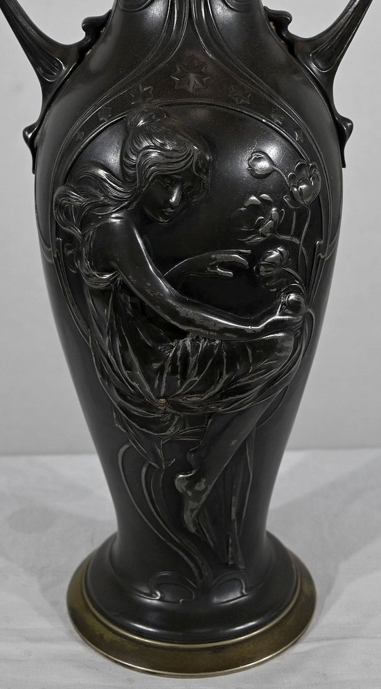 Importante Paire de Vases en Etain, Art Nouveau – 1900