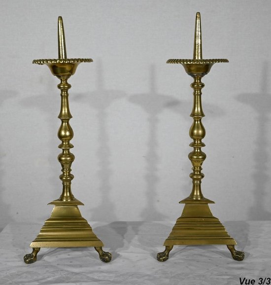 Pair of Gilded Bronze Candle Picks - 2nd half XIXth century