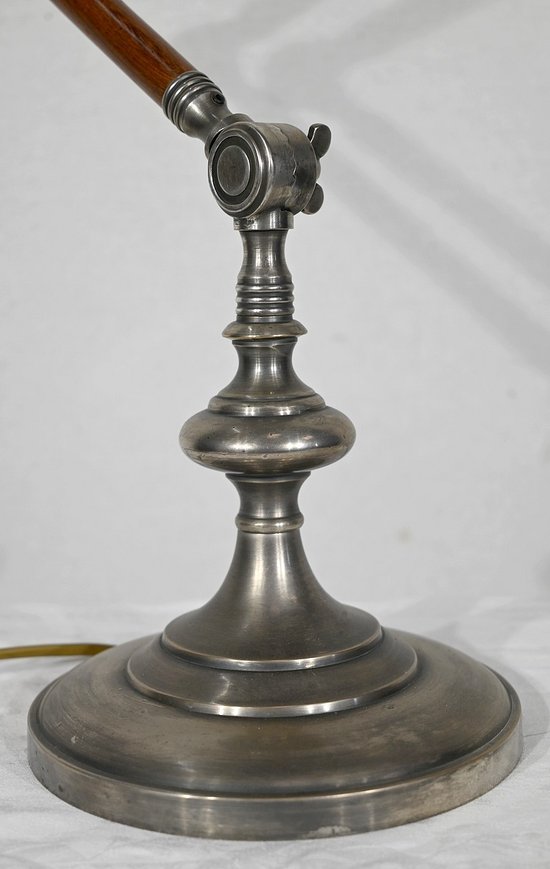 Lampada a braccio articolato in metallo e legno - 1920