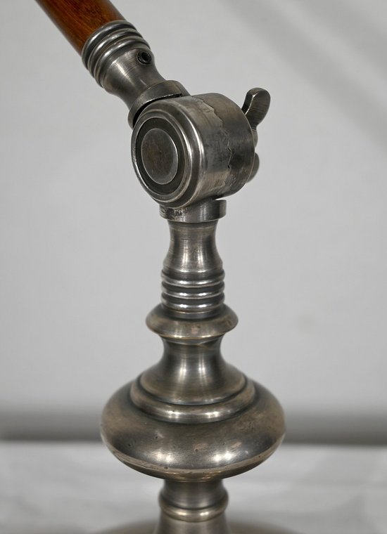 Lampada a braccio articolato in metallo e legno - 1920