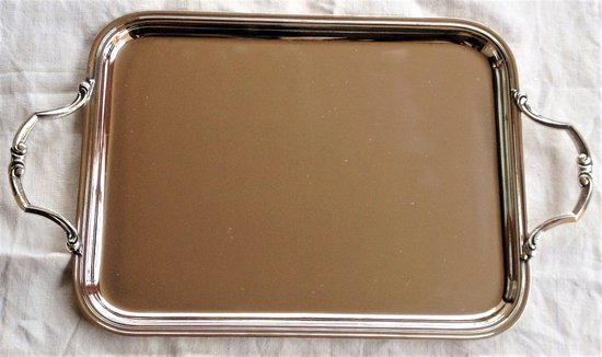 Rectangular tray with silver metal handles Orfèvre Félix Frères (Toulouse)