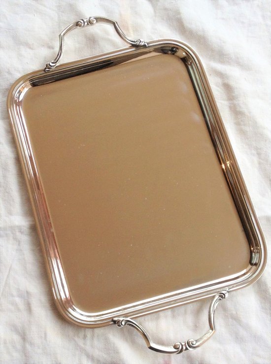 Rectangular tray with silver metal handles Orfèvre Félix Frères (Toulouse)