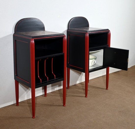 Seltenes 5-teiliges Zimmerset aus bemaltem Holz, Art Déco - Anfang 20.