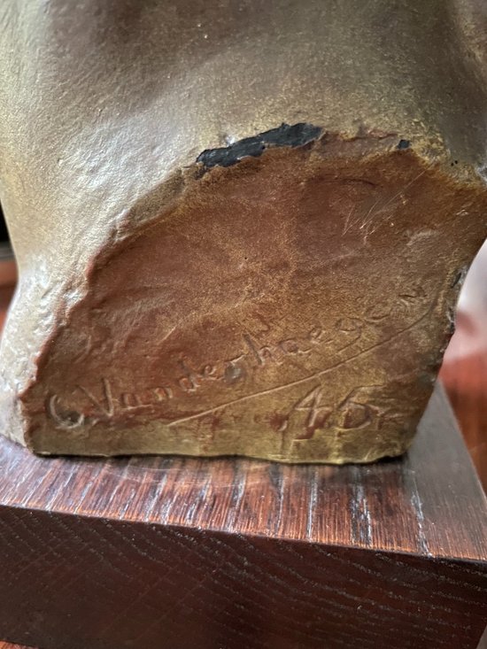 Testa di donna in bronzo antico in cartongesso