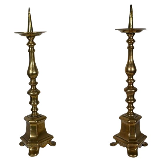 Coppia di portacandele in bronzo dorato - metà del XIX secolo