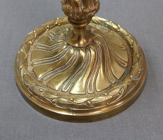 Paire de Flambeaux en Bronze Doré, style Louis XVI - XIXe