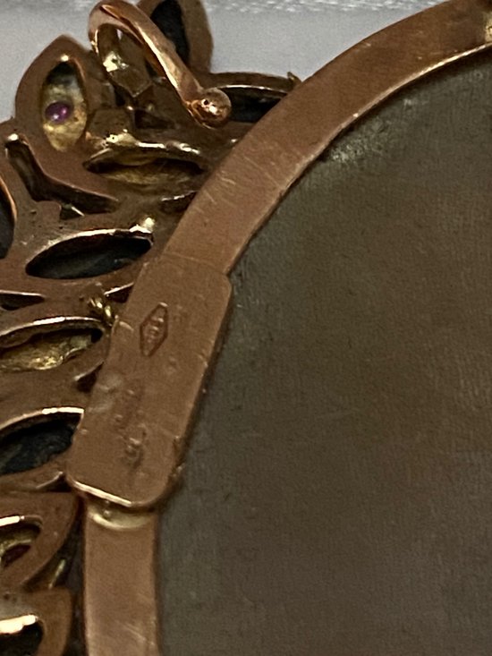 SPILLA A CAMMEO IN ORO E ARGENTO