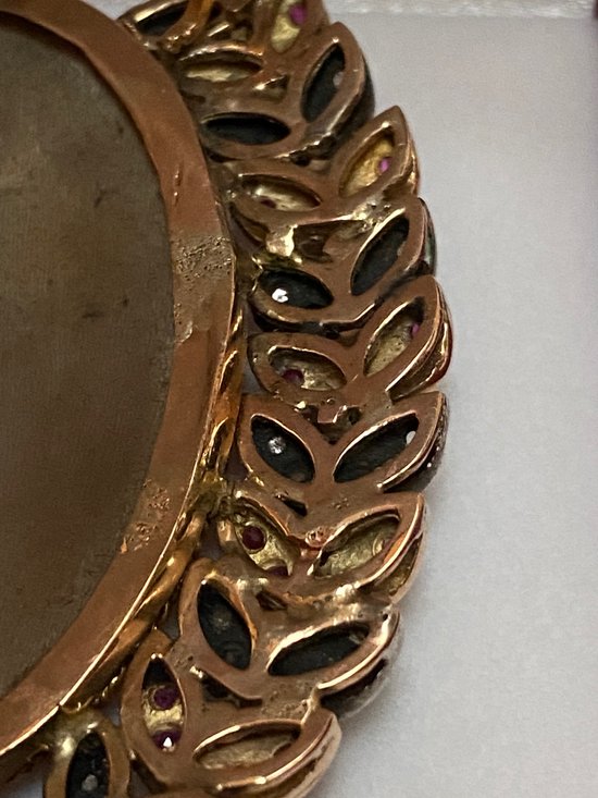 SPILLA A CAMMEO IN ORO E ARGENTO