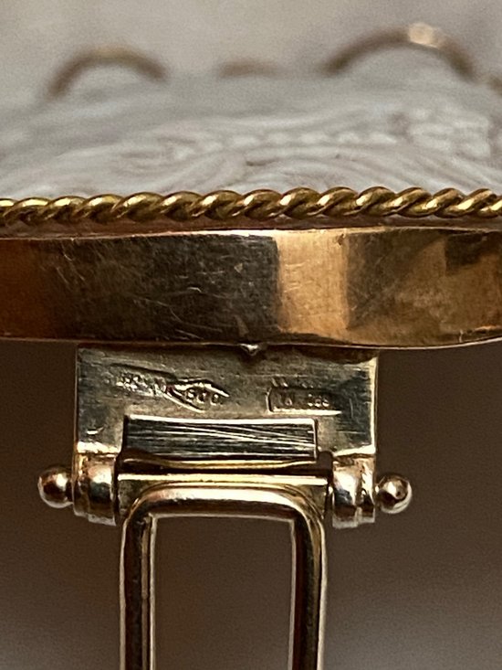 SPILLA A CAMMEO IN ORO E ARGENTO