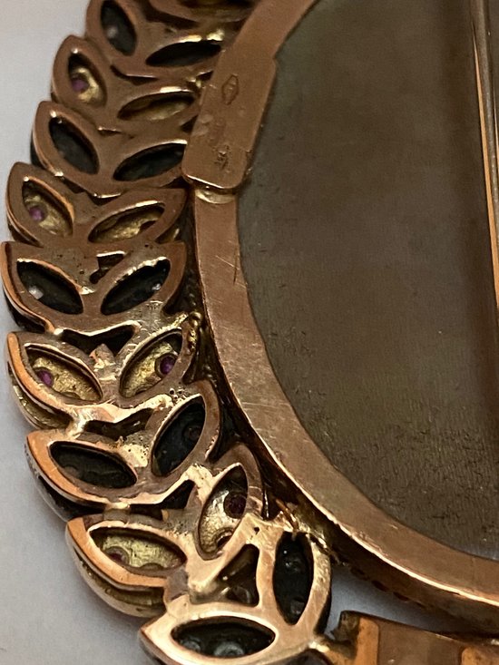SPILLA A CAMMEO IN ORO E ARGENTO