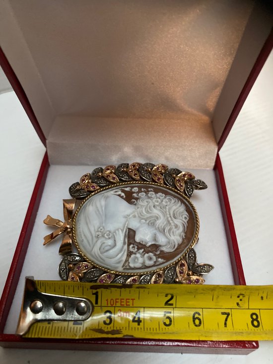 SPILLA A CAMMEO IN ORO E ARGENTO