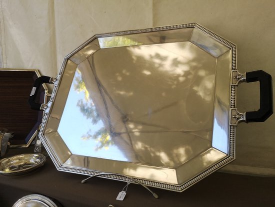 Large octagonal silver-plated tray GALLIA