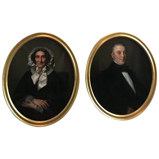 Pair Of Large Portraits Of Belgian Painter Jean Mathieu Nisen