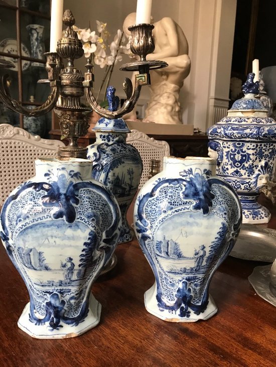 Vaso Delft Coppia con paesaggio di campagna