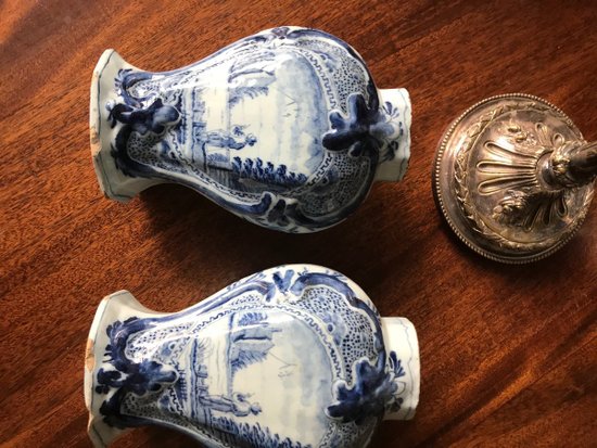 Vaso Delft Coppia con paesaggio di campagna