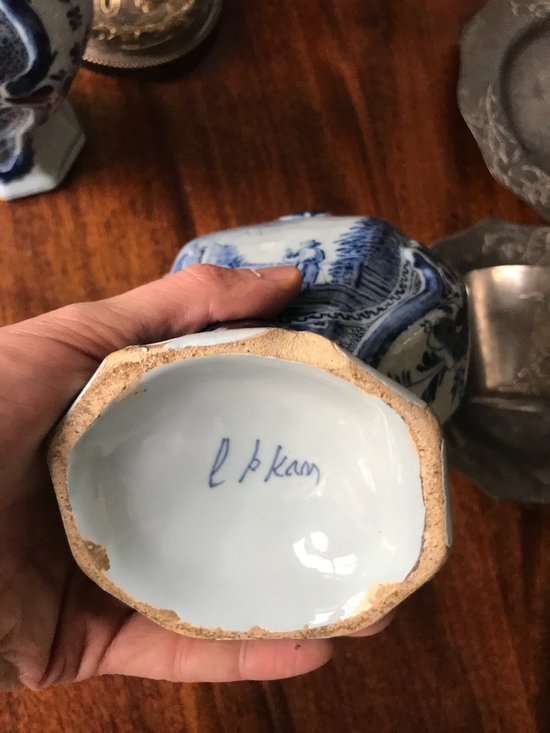 Vaso Delft Coppia con paesaggio di campagna