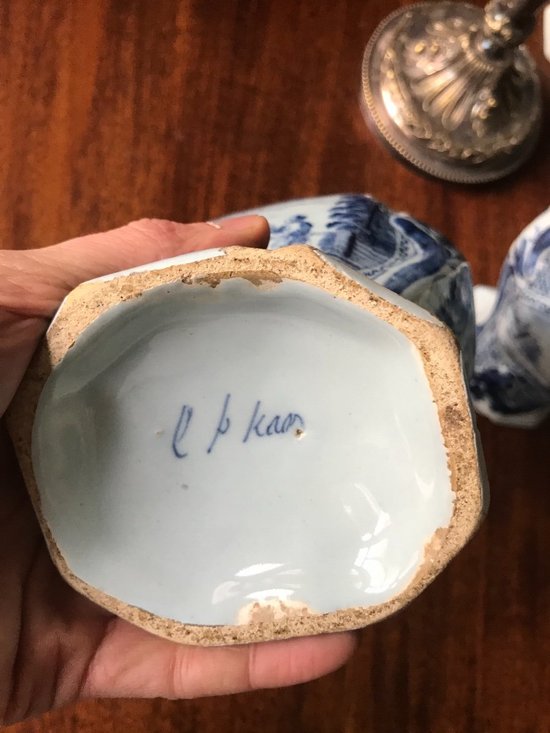 Vaso Delft Coppia con paesaggio di campagna