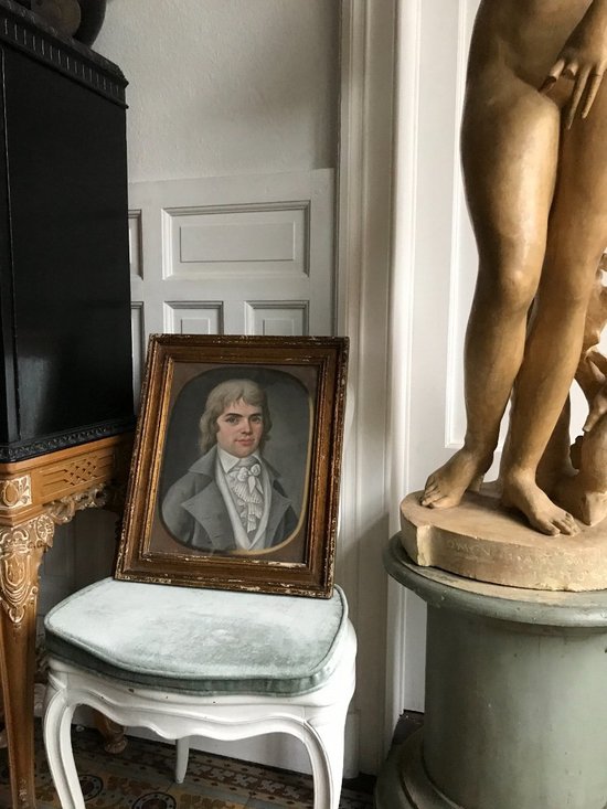 Pastel Of A Young Man From The 18th Century In His Original Frame