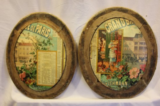 Pair Of Small Oval Medallion Mirrors, Mercury mirror 31 X 37 Cm