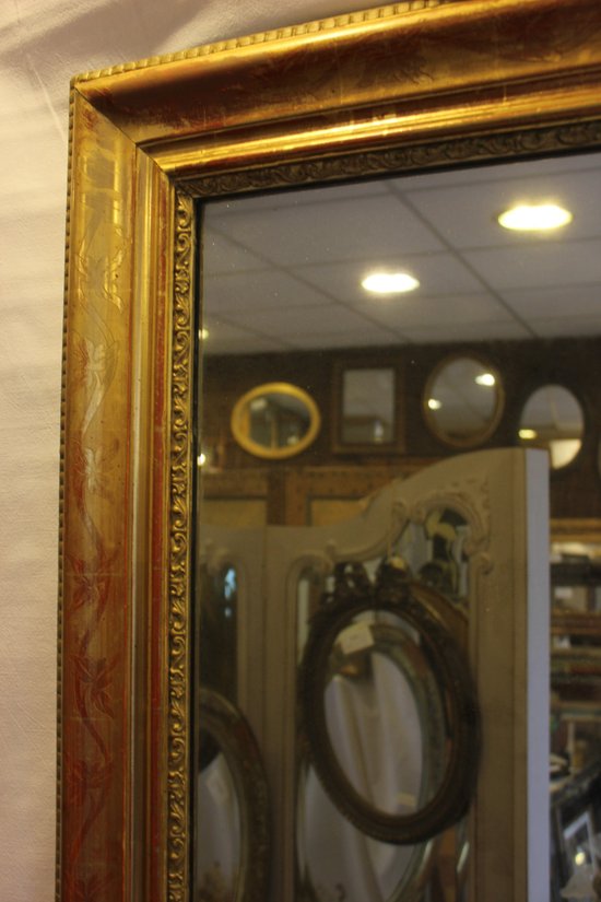 Miroir Rectangle Louis Philippe, Feuille d'Or Et Mercure 76 X 110 Cm