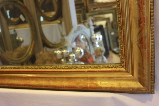 Miroir Rectangle Louis Philippe, Feuille d'Or Et Mercure 76 X 110 Cm