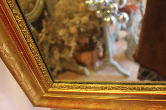 Miroir Rectangle Louis Philippe, Feuille d'Or Et Mercure 76 X 110 Cm