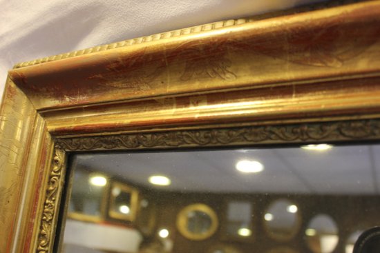 Miroir Rectangle Louis Philippe, Feuille d'Or Et Mercure 76 X 110 Cm