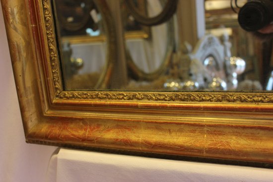 Miroir Rectangle Louis Philippe, Feuille d'Or Et Mercure 76 X 110 Cm