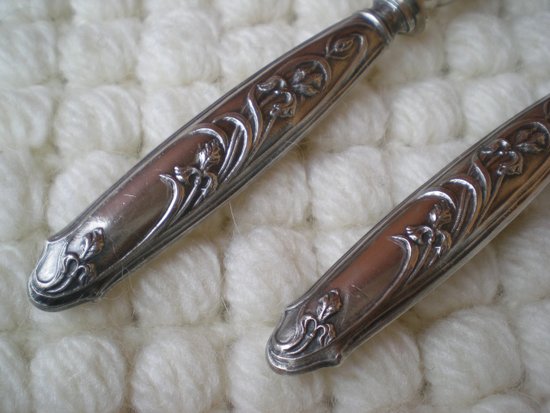 Box of 12 ribbed sleeves silver sleeves filled with art nouveau decor