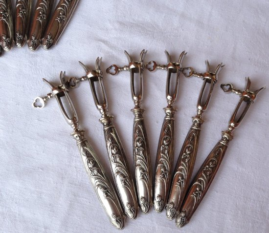 Box of 12 ribbed sleeves silver sleeves filled with art nouveau decor