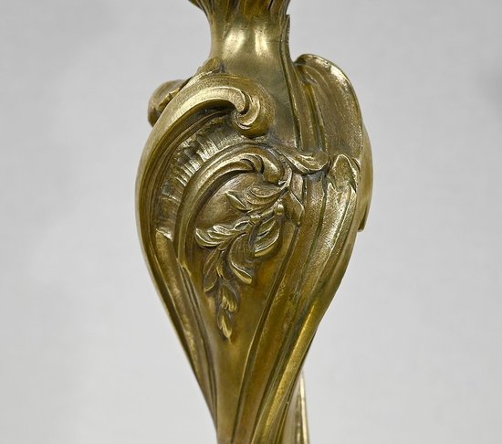 Art Nouveau lamp in gilded bronze - Late 19th century