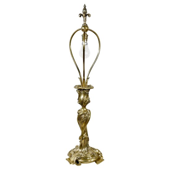 Art Nouveau lamp in gilded bronze - Late 19th century