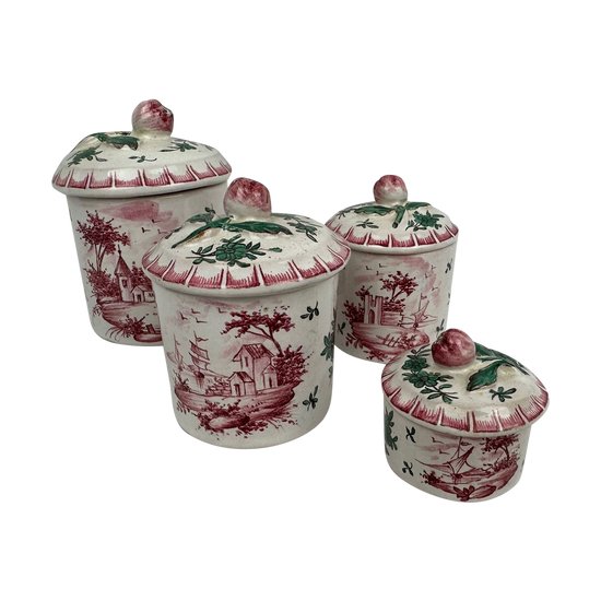 Series of small covered pots in earthenware small fire, XIXth century