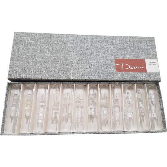 Box of 12 crystal knife holders signed DAUM France