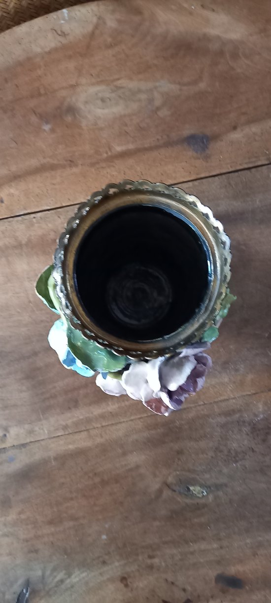 Grande vaso in ceramica con fiori / Napoleone III